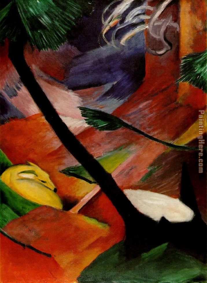 Deer in the Woods II painting - Franz Marc Deer in the Woods II art painting